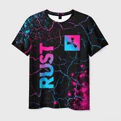 Футболка мужская Rust - neon gradient: надпись, символ, цвет: 3D-принт