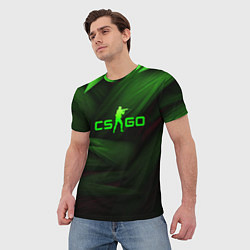 Футболка мужская CS GO green logo, цвет: 3D-принт — фото 2