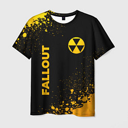 Футболка мужская Fallout - gold gradient: надпись, символ, цвет: 3D-принт