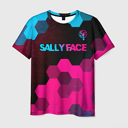 Футболка мужская Sally Face - neon gradient: символ сверху, цвет: 3D-принт