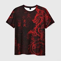 Футболка мужская Красный дракон - иероглифы, цвет: 3D-принт