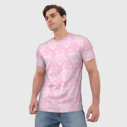 Футболка мужская Розовое кружево сердечки, цвет: 3D-принт — фото 2
