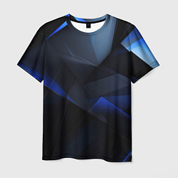 Футболка мужская Черная и голубая текстура, цвет: 3D-принт