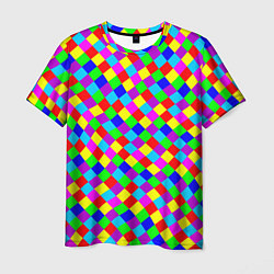 Футболка мужская Разноцветные искривленные маленькие квадраты, цвет: 3D-принт