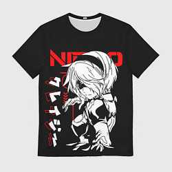 Футболка мужская Nier automata - черный и красный, цвет: 3D-принт