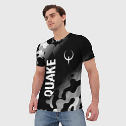 Футболка мужская Quake glitch на темном фоне: надпись, символ, цвет: 3D-принт — фото 2