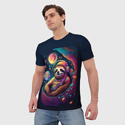 Футболка мужская Космический ленивец космический, цвет: 3D-принт — фото 2