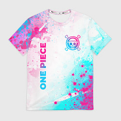 Футболка мужская One Piece neon gradient style: надпись, символ, цвет: 3D-принт