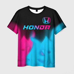 Футболка мужская Honda - neon gradient: символ сверху, цвет: 3D-принт