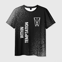 Футболка мужская Within Temptation glitch на темном фоне: надпись,, цвет: 3D-принт