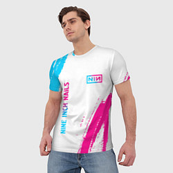 Футболка мужская Nine Inch Nails neon gradient style: надпись, симв, цвет: 3D-принт — фото 2