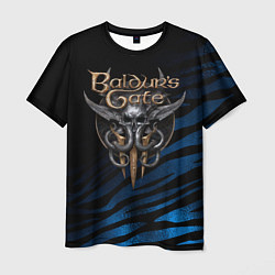 Футболка мужская Baldurs Gate 3 logo blue geometry, цвет: 3D-принт