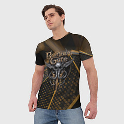 Футболка мужская Baldurs Gate 3 logo dark gold geometry, цвет: 3D-принт — фото 2