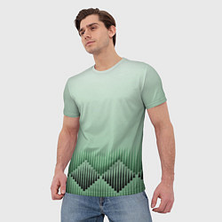 Футболка мужская Зеленый градиент с ромбами, цвет: 3D-принт — фото 2