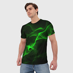 Футболка мужская Зеленый абстрактный дым, цвет: 3D-принт — фото 2