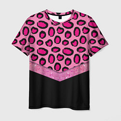 Футболка мужская Розовый леопард и блестки принт, цвет: 3D-принт