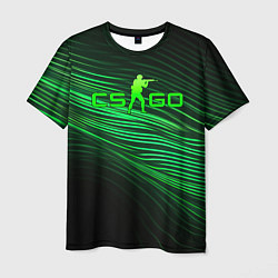 Футболка мужская CSGO green lines logo, цвет: 3D-принт