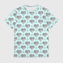 Футболка мужская Сердечко черно - белое и снежинка, цвет: 3D-принт