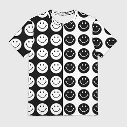 Футболка мужская Smiley black and white, цвет: 3D-принт
