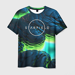 Футболка мужская Starfield blue green logo, цвет: 3D-принт