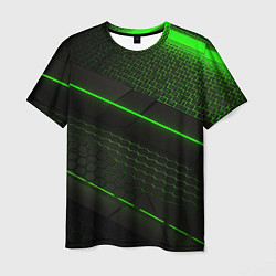 Футболка мужская Зеленая абстракция со светом, цвет: 3D-принт