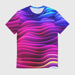 Футболка мужская Синие фиолетовые волны, цвет: 3D-принт