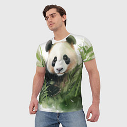Футболка мужская Панда акварель, цвет: 3D-принт — фото 2