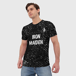 Футболка мужская Iron Maiden glitch на темном фоне: символ сверху, цвет: 3D-принт — фото 2