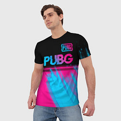 Футболка мужская PUBG - neon gradient: символ сверху, цвет: 3D-принт — фото 2