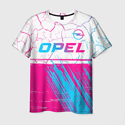 Футболка мужская Opel neon gradient style: символ сверху, цвет: 3D-принт