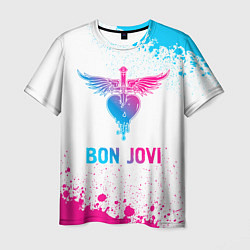 Футболка мужская Bon Jovi neon gradient style, цвет: 3D-принт