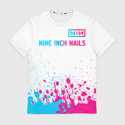 Футболка мужская Nine Inch Nails neon gradient style: символ сверху, цвет: 3D-принт