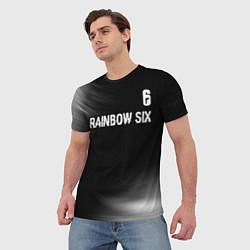Футболка мужская Rainbow Six glitch на темном фоне: символ сверху, цвет: 3D-принт — фото 2