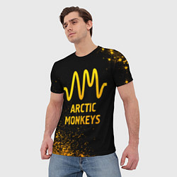Футболка мужская Arctic Monkeys - gold gradient, цвет: 3D-принт — фото 2