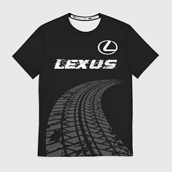 Футболка мужская Lexus speed на темном фоне со следами шин: символ, цвет: 3D-принт