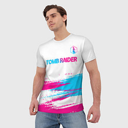 Футболка мужская Tomb Raider neon gradient style посередине, цвет: 3D-принт — фото 2