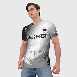 Футболка мужская Mass Effect glitch на светлом фоне посередине, цвет: 3D-принт — фото 2