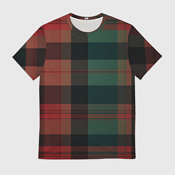 Футболка мужская Зелёно-красная шотландская клетка, цвет: 3D-принт