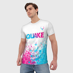 Футболка мужская Quake neon gradient style посередине, цвет: 3D-принт — фото 2