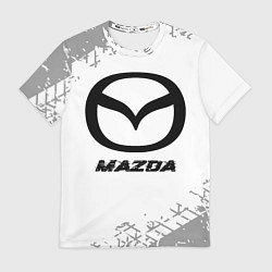Футболка мужская Mazda speed на светлом фоне со следами шин, цвет: 3D-принт