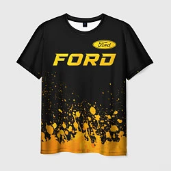 Футболка мужская Ford - gold gradient посередине, цвет: 3D-принт