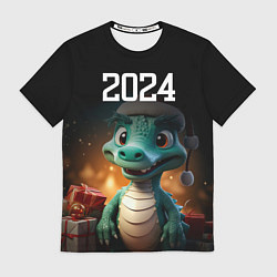 Футболка мужская Новый год 2024 символ года, цвет: 3D-принт
