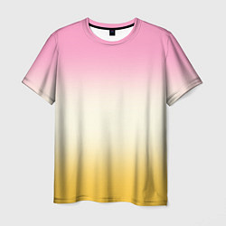 Футболка мужская Розовый бежевый желтый градиент, цвет: 3D-принт