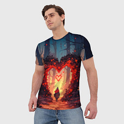 Футболка мужская Сердце в сердце на закате, цвет: 3D-принт — фото 2