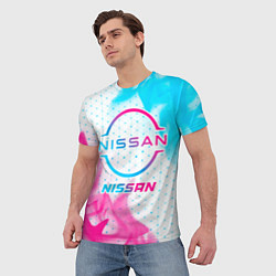 Футболка мужская Nissan neon gradient style, цвет: 3D-принт — фото 2