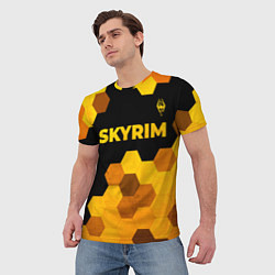 Футболка мужская Skyrim - gold gradient посередине, цвет: 3D-принт — фото 2