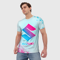 Футболка мужская Suzuki neon gradient style, цвет: 3D-принт — фото 2