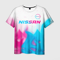 Футболка мужская Nissan neon gradient style посередине, цвет: 3D-принт