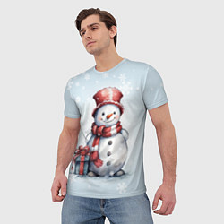 Футболка мужская New Years cute snowman, цвет: 3D-принт — фото 2