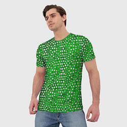 Футболка мужская Белые пузырьки на зелёном фоне, цвет: 3D-принт — фото 2
